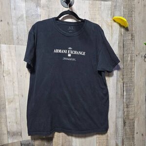 Armani Exchange Black Graphic Tee Men Large Luxury Designer Basic Streetwear
